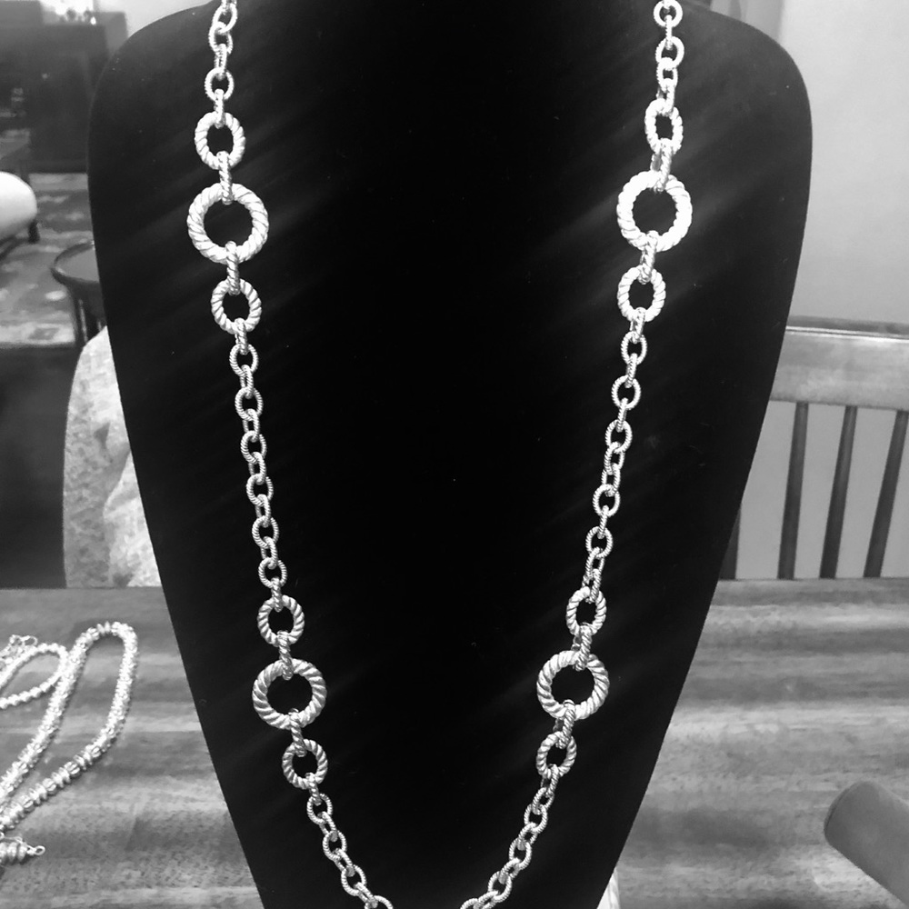 Judith Ripka Long Textured Silver Necklace